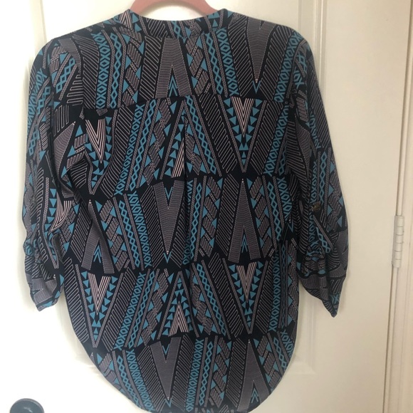 Lush V-Neck Printed Blouse - Picture 2 of 4